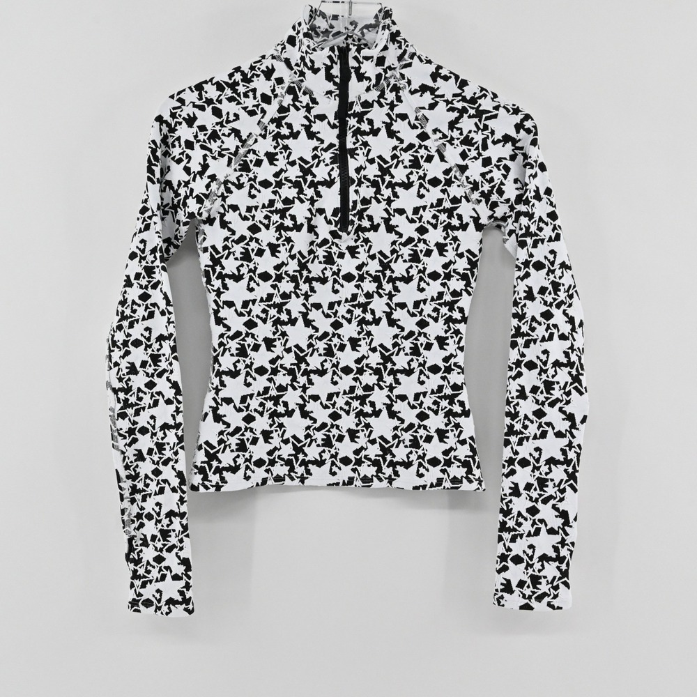Beach Riot Kamara Top Womens Size S Black White Quarter Zip Onyx Star Pullover